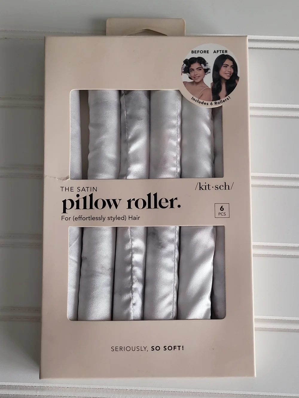 Kitsch Satin Pillow Roller Set in Silver